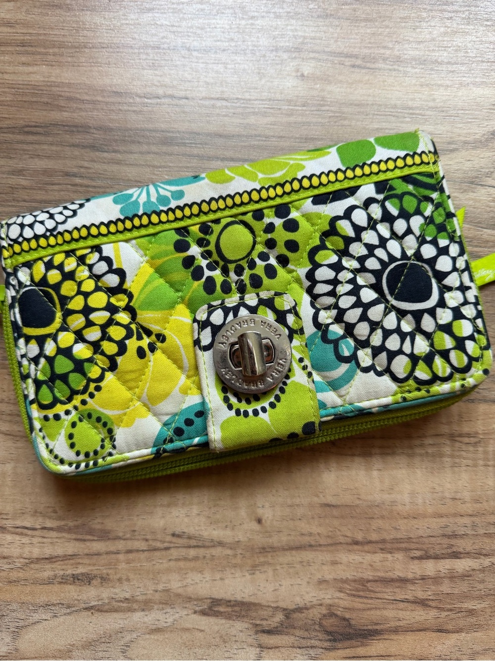 Vera Bradley Lime Green Floral Quilted Wallet